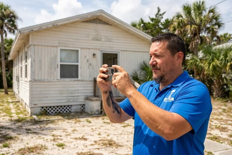Bryce Spraggins evaluating an older beach cottage for a cash purchase in Middleburg FL